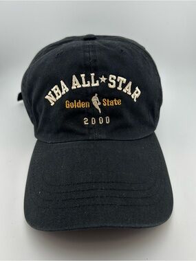 Vintage 2000 NBA All Star Black Hat Golden State Strapback NBAE Rare Adjustable